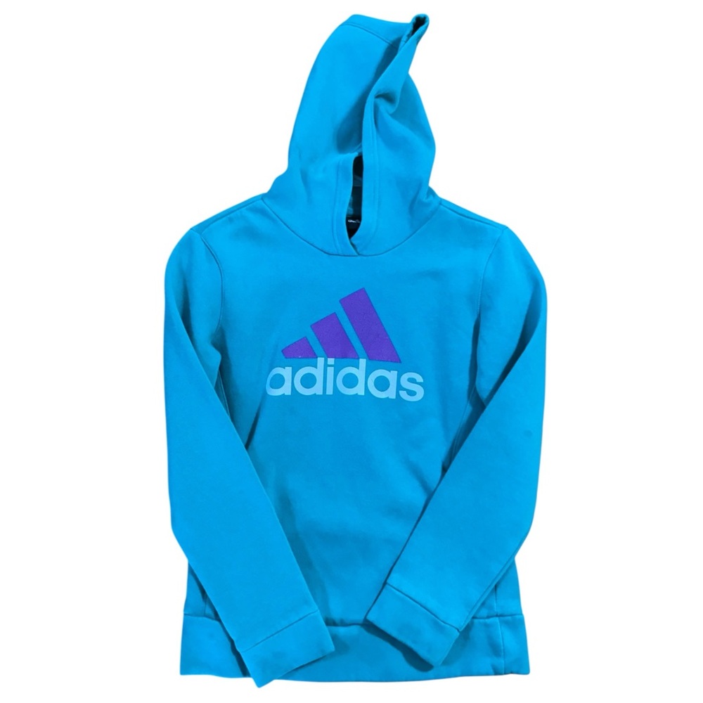 Adidas Turquoise Hoodie with Purple Logo